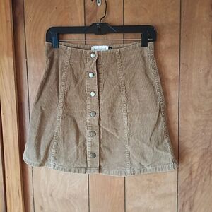 B. Original Womens Brown Corduroy Mini Skirt Button Front A-Line Size Medium